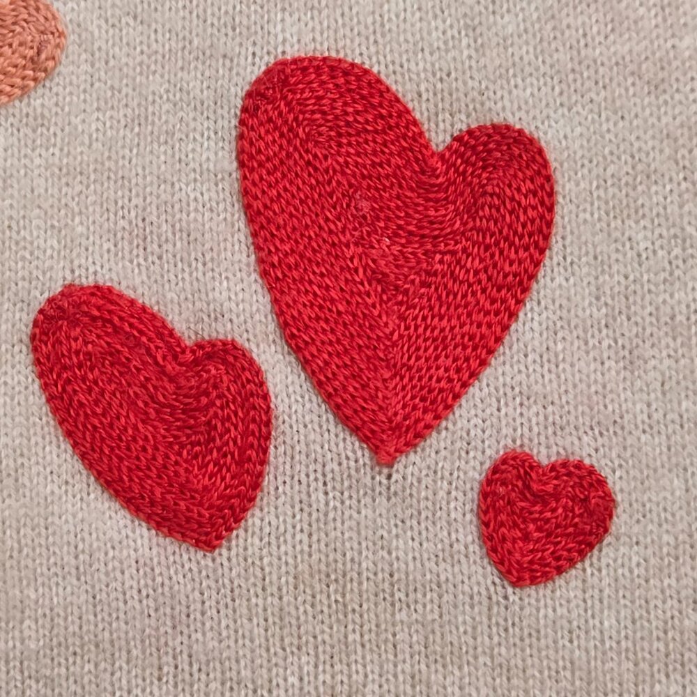 100% Cashmere Embroidered Heart Scarf Aviva Stanoff - Picture 2 of 9